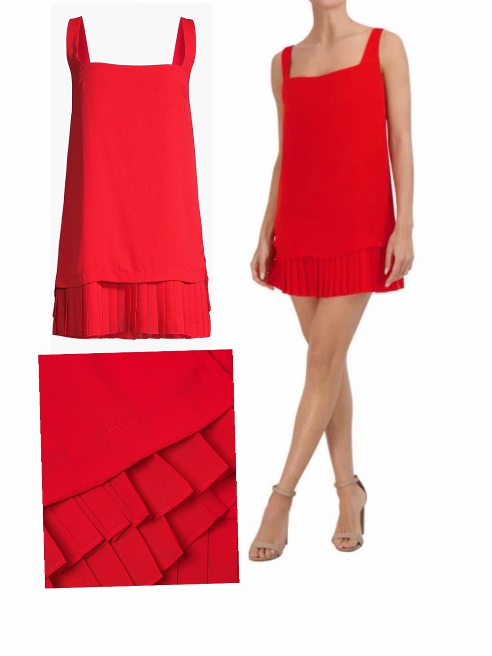 NWT! Red Sleeveless Pleated-Hem Mini Dress Laundry by Shelli Segal